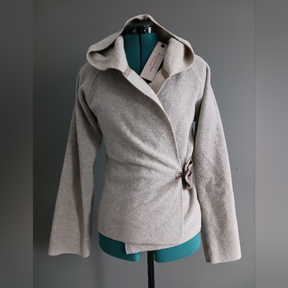 NWT Henriette Steffensen Fleece Wrap Jacket Size S, Sand Color